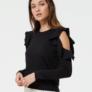 REBECCA MINKOFF GRACIE BLACK COLD SHOULDER SWEATER